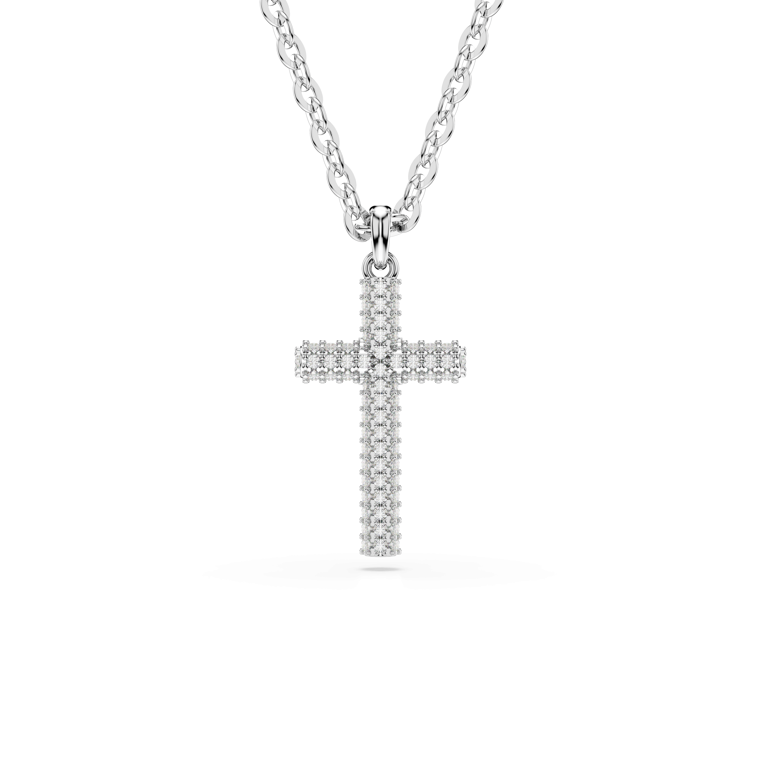 INSIGNE:PEND CROSS_FULL PAVE WHI/RHS
