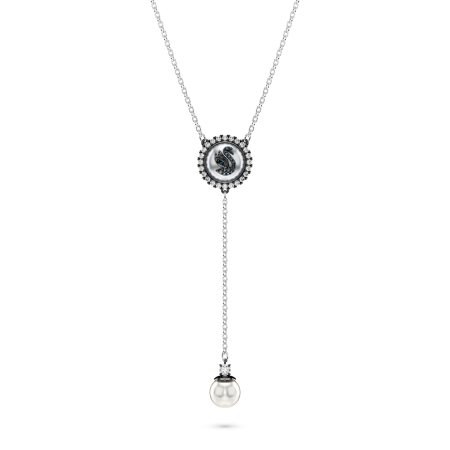 SWAN:NECKLACE PRL GRY/RHS
