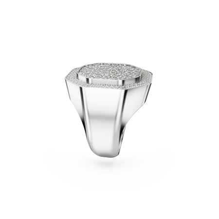 Dextera cocktail ring, Octagon shape, White, Rhodium plated