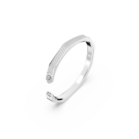 Dextera bangle, Octagon shape, White, Rhodium plated