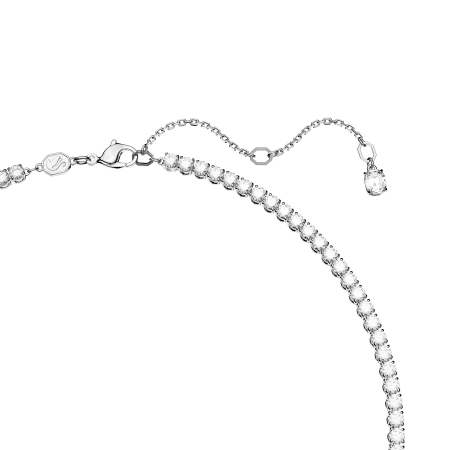 Matrix Tennis necklace, Mixed cuts, Green, Rhodium plated