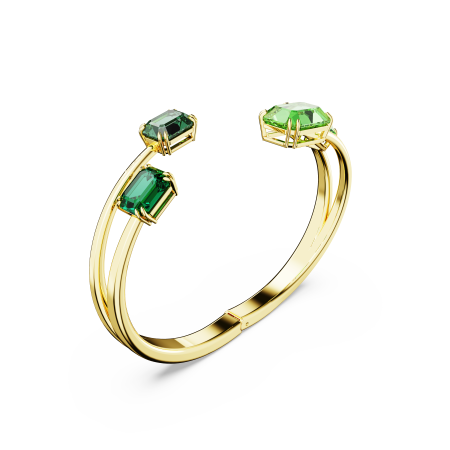 Millenia bangle, Octagon cut, Green, Gold-tone plated