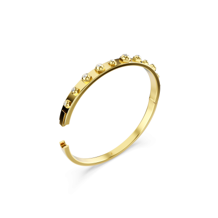 Numina bangle, Mixed round cuts, White, Gold-tone plated