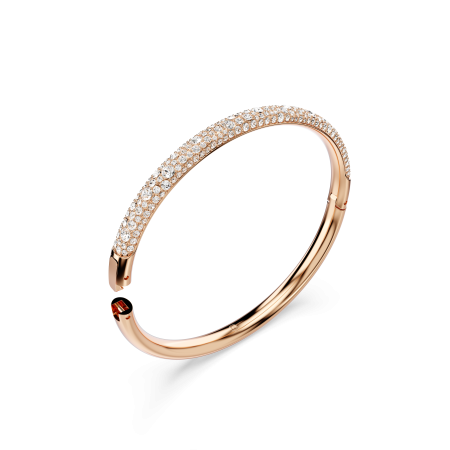 Sublima bangle, Snow pavÃ©, White, Rose gold-tone plated