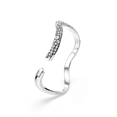 Sublima bangle, Round cut, White, Rhodium plated