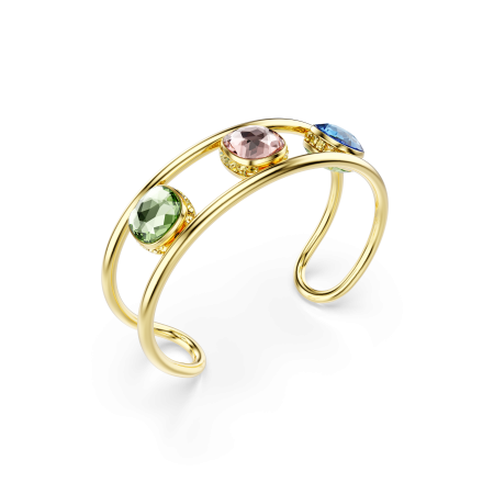 Chroma cuff, Cushion cut, Multicolored, Gold-tone plated